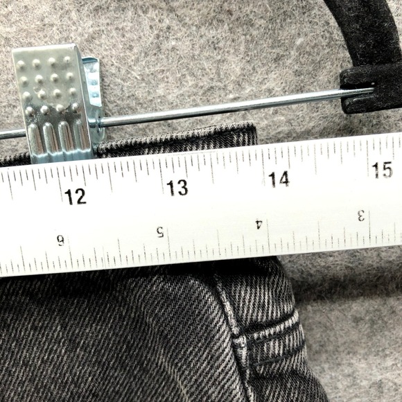 Zara High Rise Denim Jean Shorts Womens 4 Black Cutoff Frayed Cotton Charcoal - Picture 5 of 11